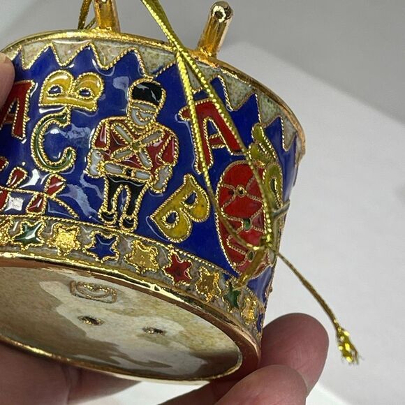 Vintage Cloisonné drum and sticks ornament. Bright and in beautiful shape. - Picture 7 of 9